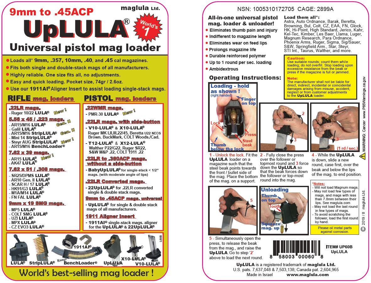 Maglula UpLULA Universal Pistol Magazine Loader 9mm - .45ACP, Black, UP60B-img-5